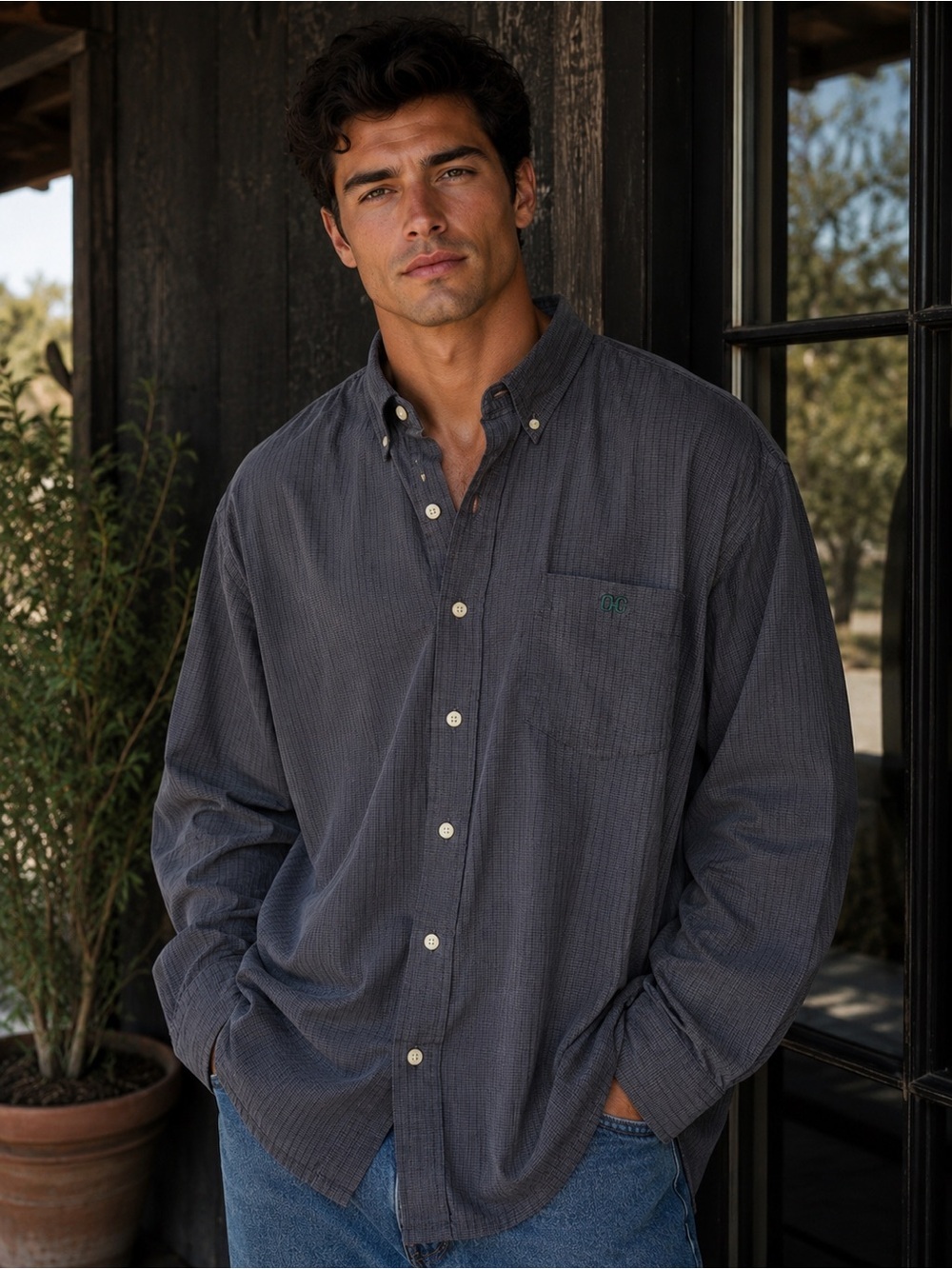 Oleg Cassini button-down long sleeve shirt